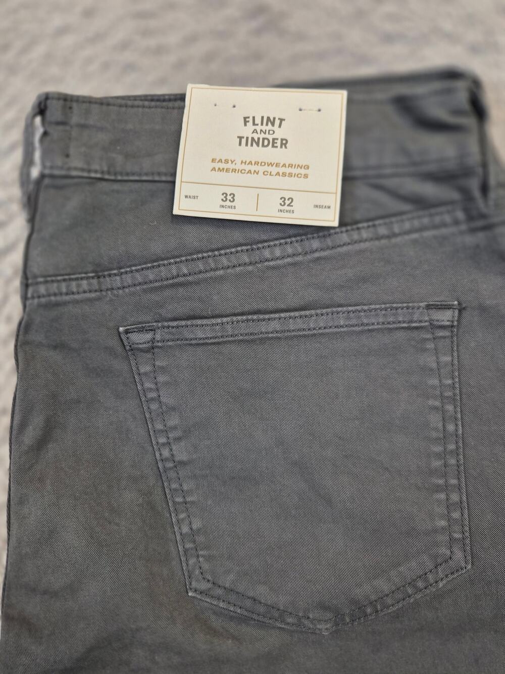 Flint and Tinder Chinos Men's Size 33x32 Charcoal Athletic Tapered Fit (1215)